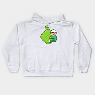 Cute Moslem Boy Hugging Ketupat Food Kids Hoodie